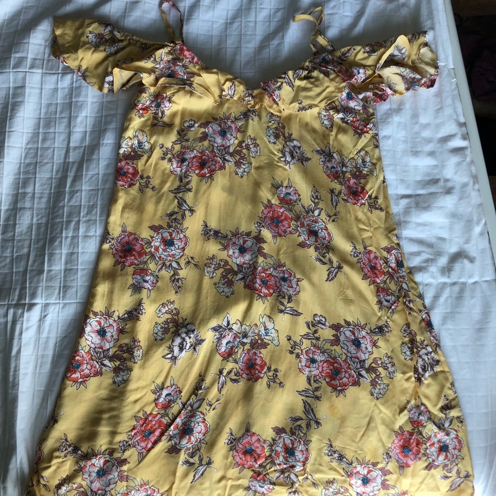 Yellow floral off the shoulder summer dress